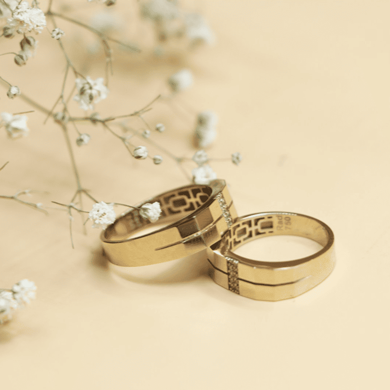 Stackable Gold Ring Set with Diamond Accents