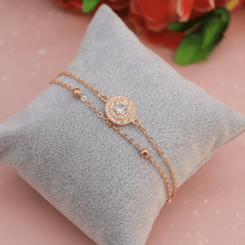 Gold Charm Bracelet with Heart Pendants
